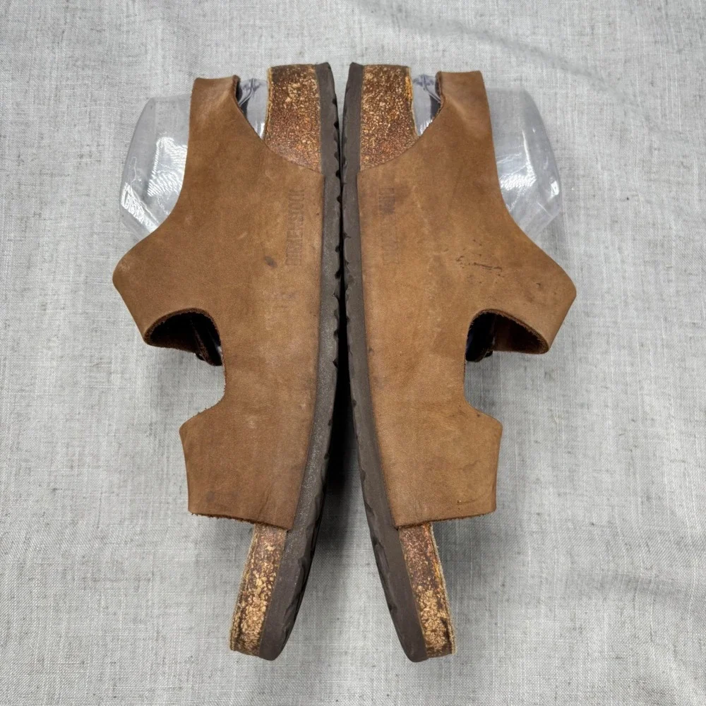 Birkenstock Milano Sandals Oiled Brown Leather Buckle Slip On Men's EU 45